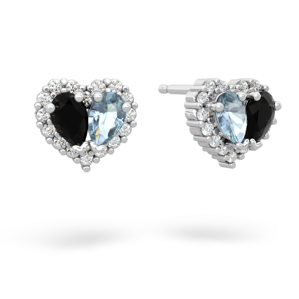 Onyx Halo 14K White Gold earrings E7008