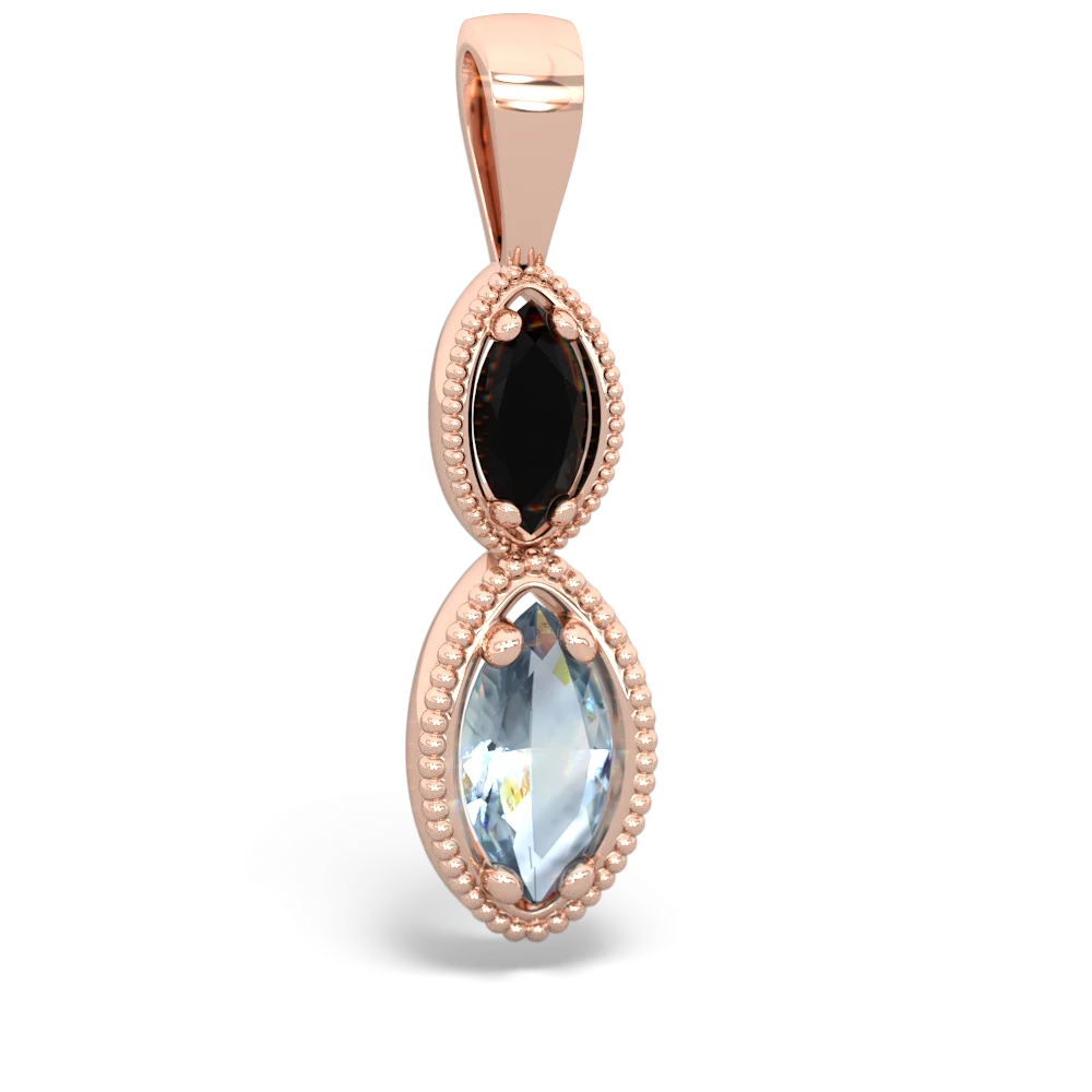 Onyx Antique-Style Halo 14K Rose Gold pendant P5700