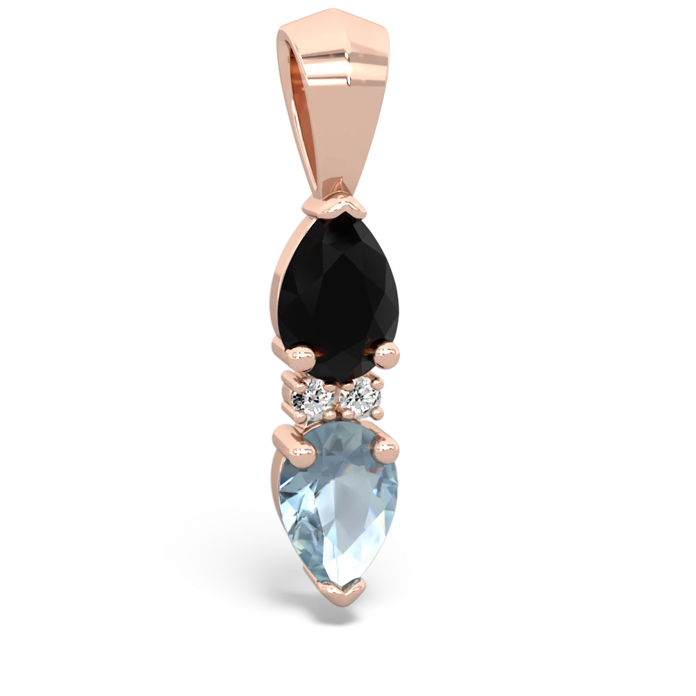 Onyx Bowtie Drop 14K Rose Gold pendant P0865