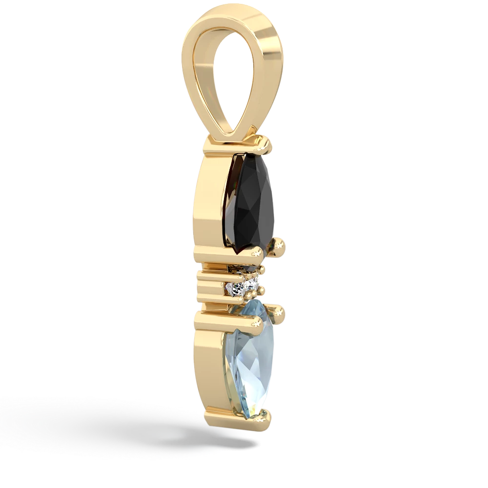 Onyx Bowtie Drop 14K Yellow Gold pendant P0865