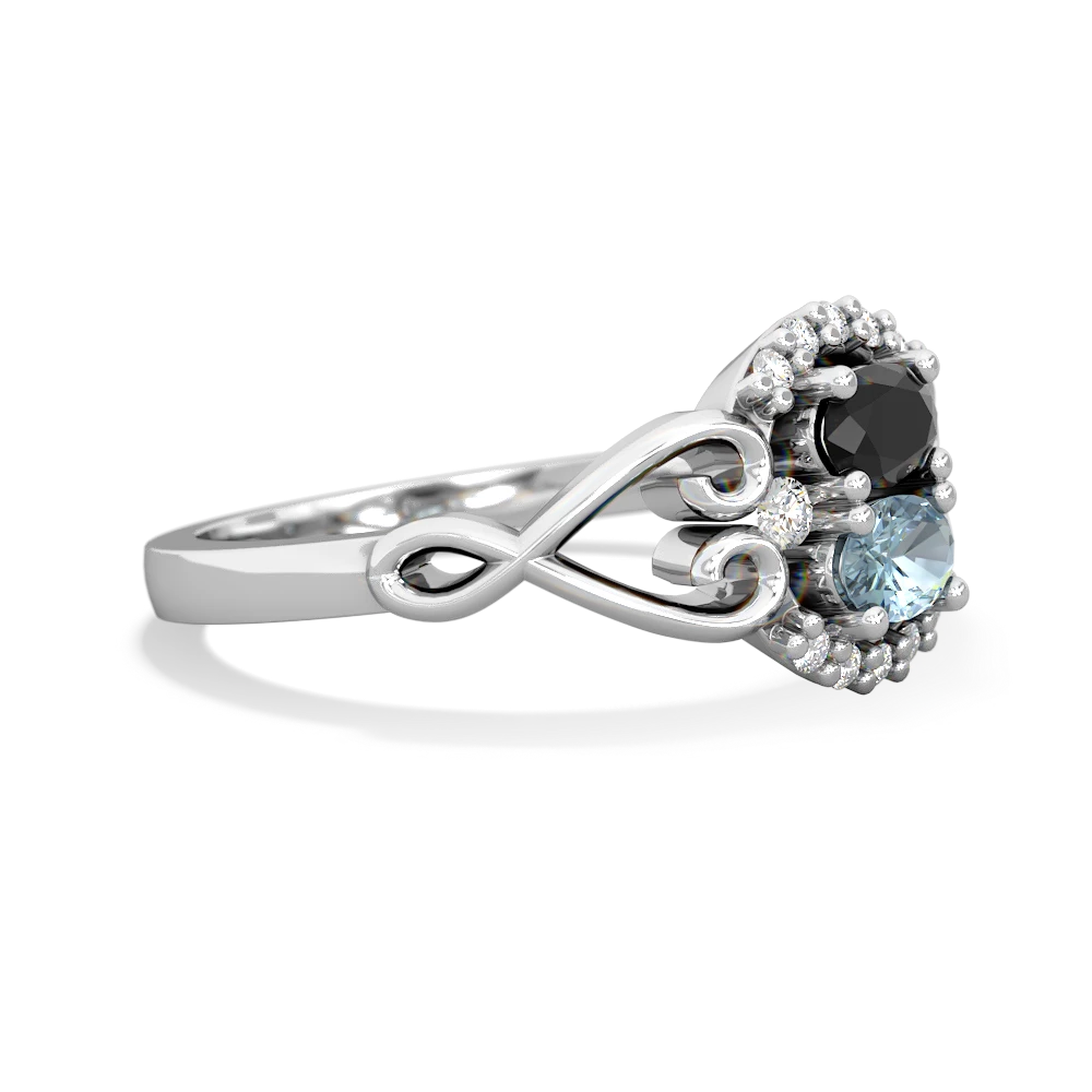 Onyx Love Nest 14K White Gold ring R5860