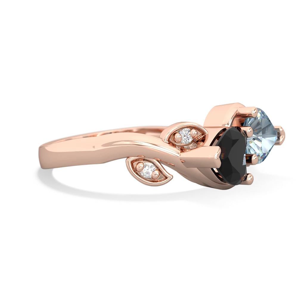 Onyx Floral Elegance 14K Rose Gold ring R5790