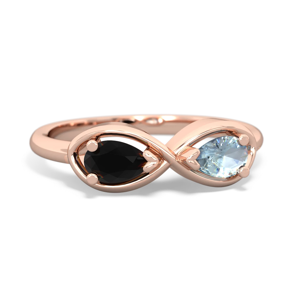 Onyx Infinity 14K Rose Gold ring R5050