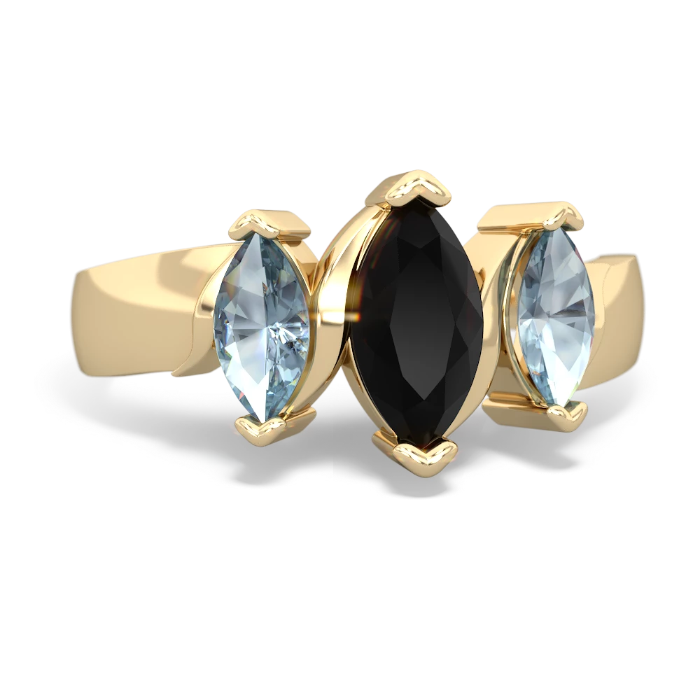 Onyx Three Peeks 14K Yellow Gold ring R2433