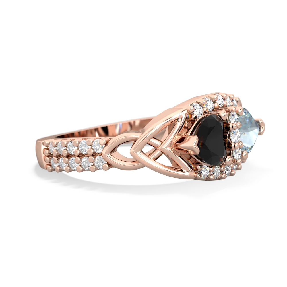 Onyx Sparkling Celtic Knot 14K Rose Gold ring R2645