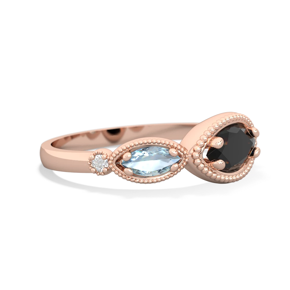 Onyx Milgrain Marquise 14K Rose Gold ring R5700