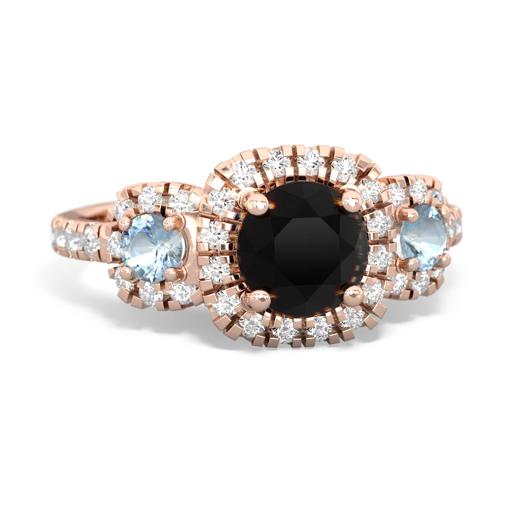 Onyx Regal Halo 14K Rose Gold ring R5350