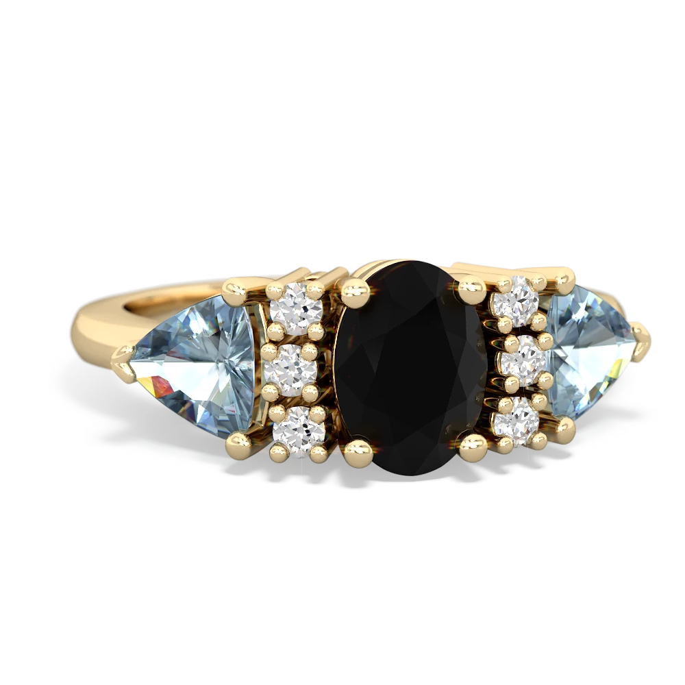 Onyx Antique Style Three Stone 14K Yellow Gold ring R2186