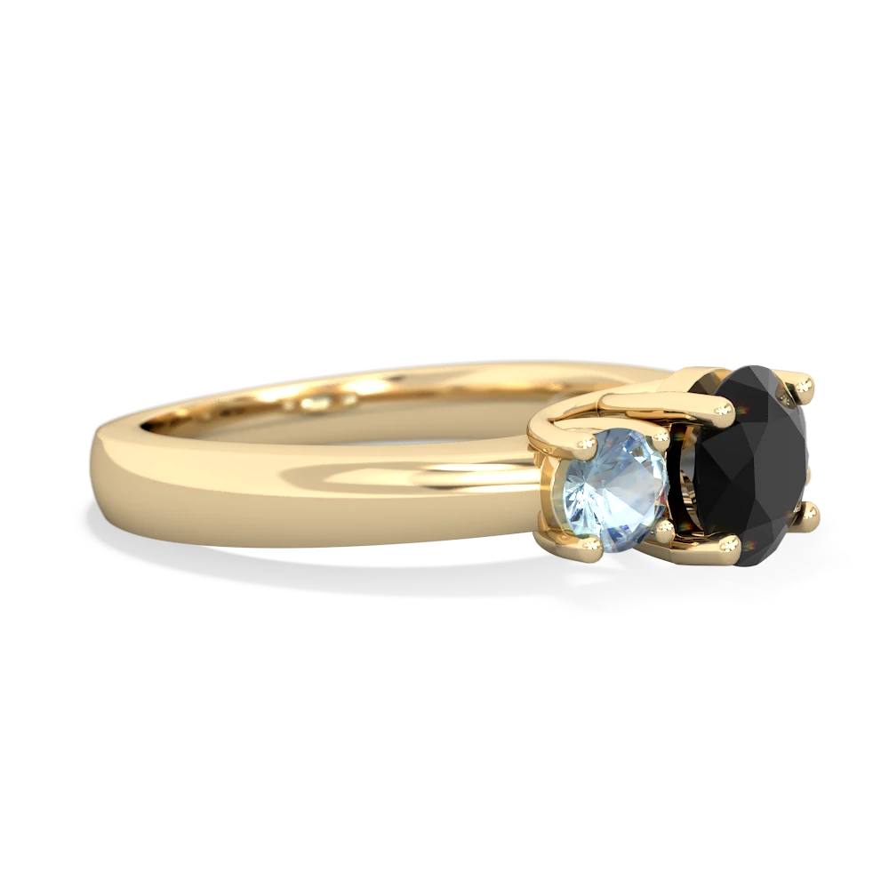 Onyx Three Stone Round Trellis 14K Yellow Gold ring R4018