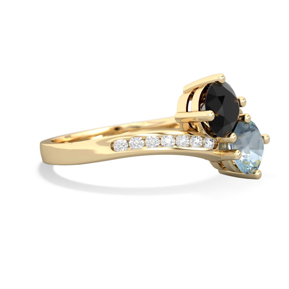 Onyx Channel Set Two Stone 14K Yellow Gold ring R5303