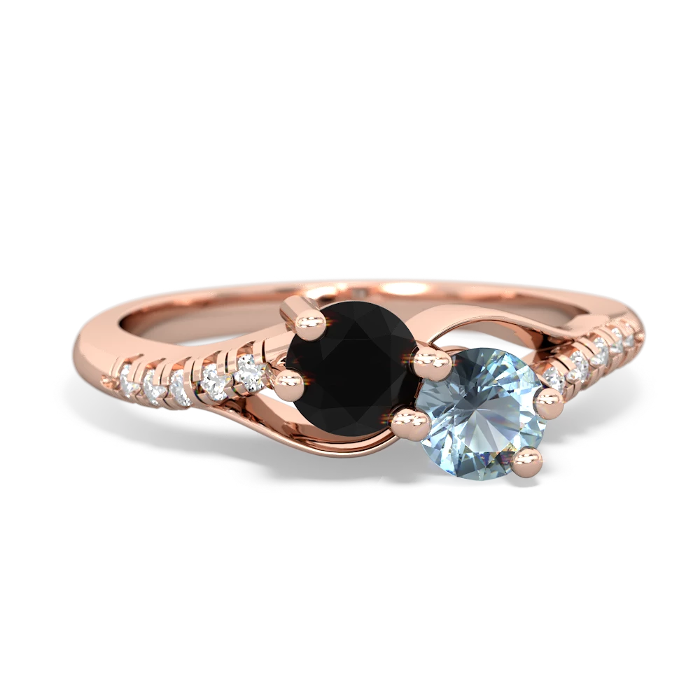 Onyx Infinity Pave Two Stone 14K Rose Gold ring R5285