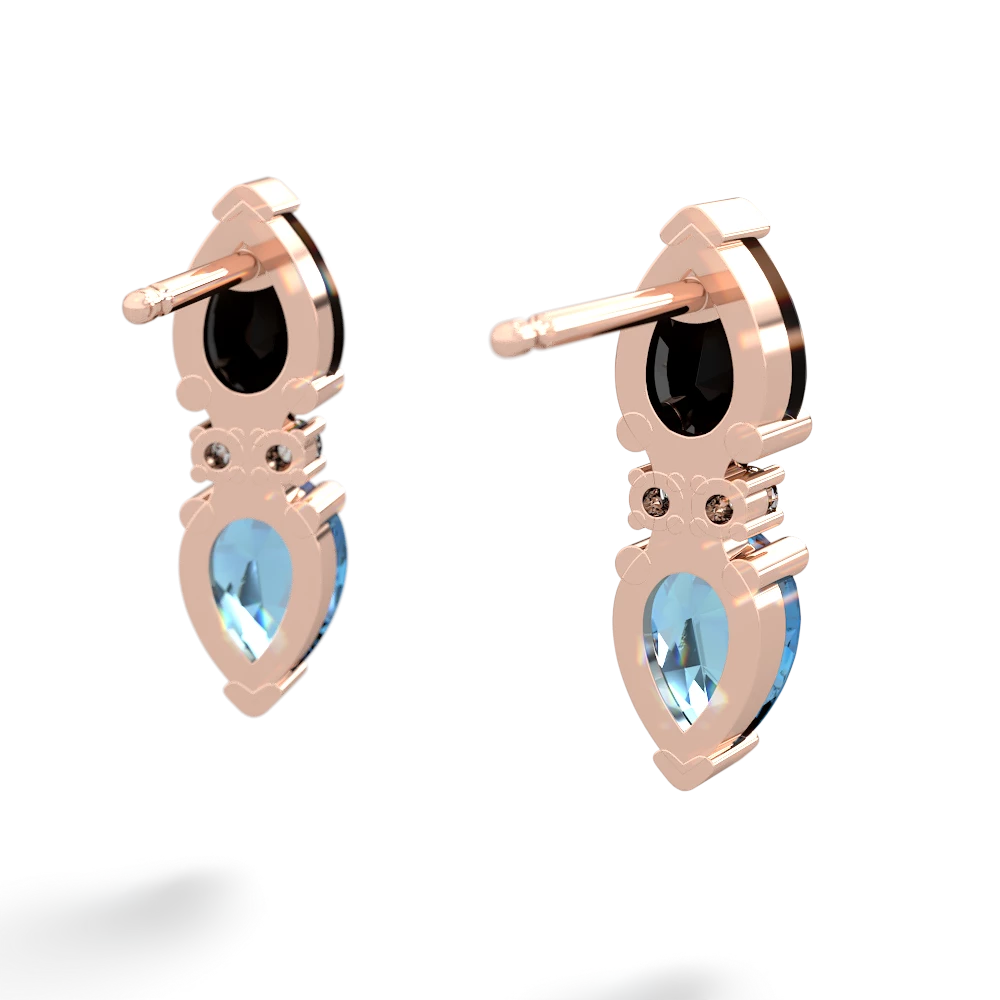Onyx Bowtie Drop 14K Rose Gold earrings E0865