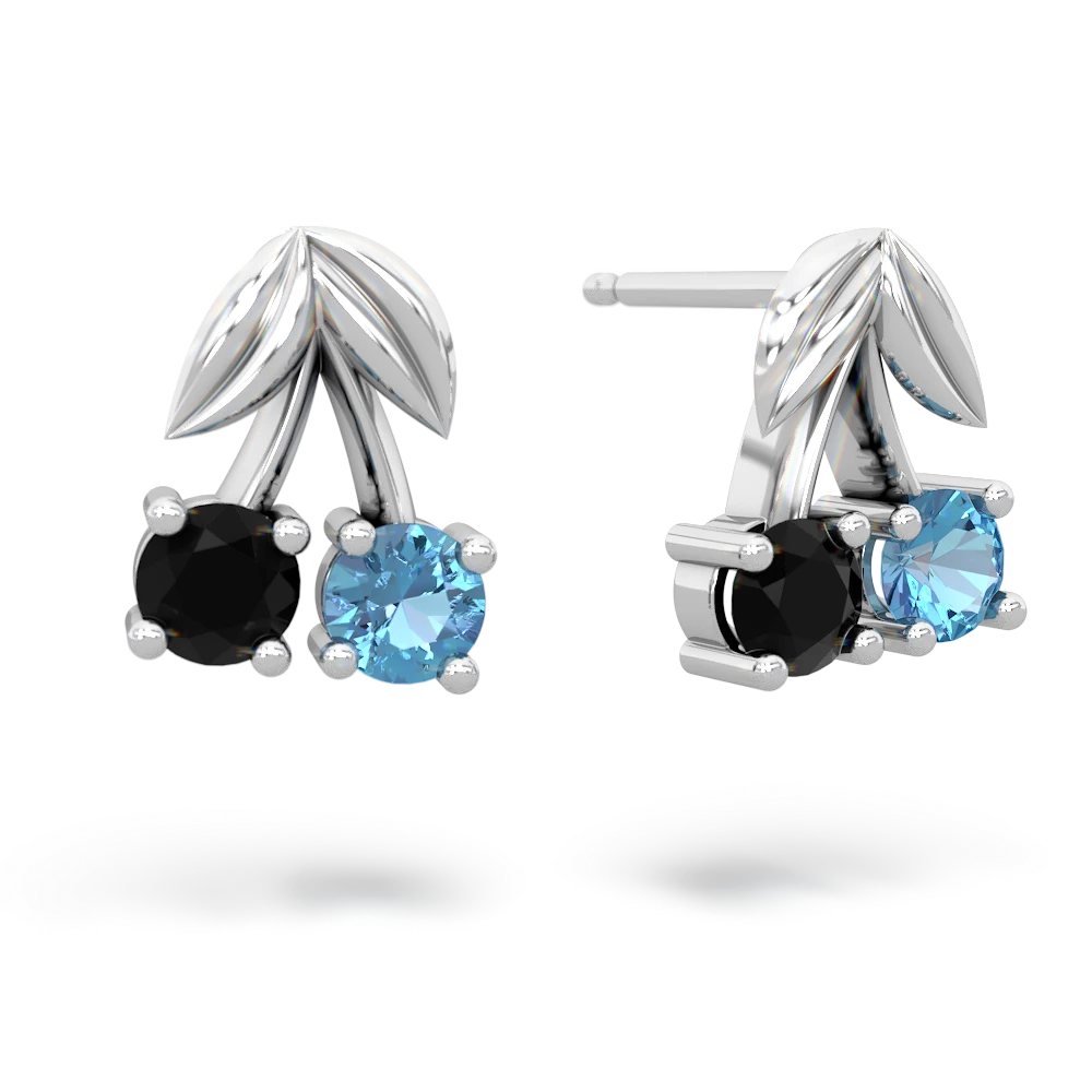 Onyx Sweet Cherries 14K White Gold earrings E7001