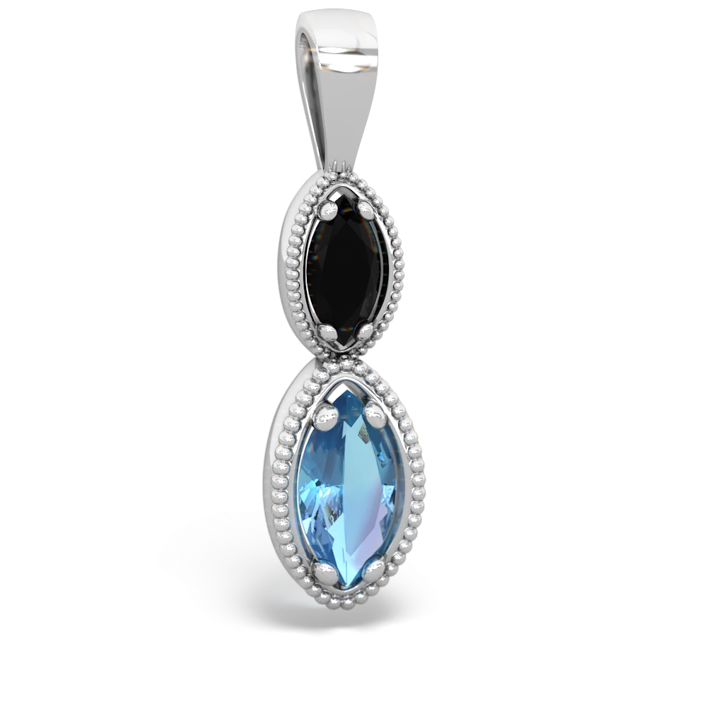 Onyx Antique-Style Halo 14K White Gold pendant P5700