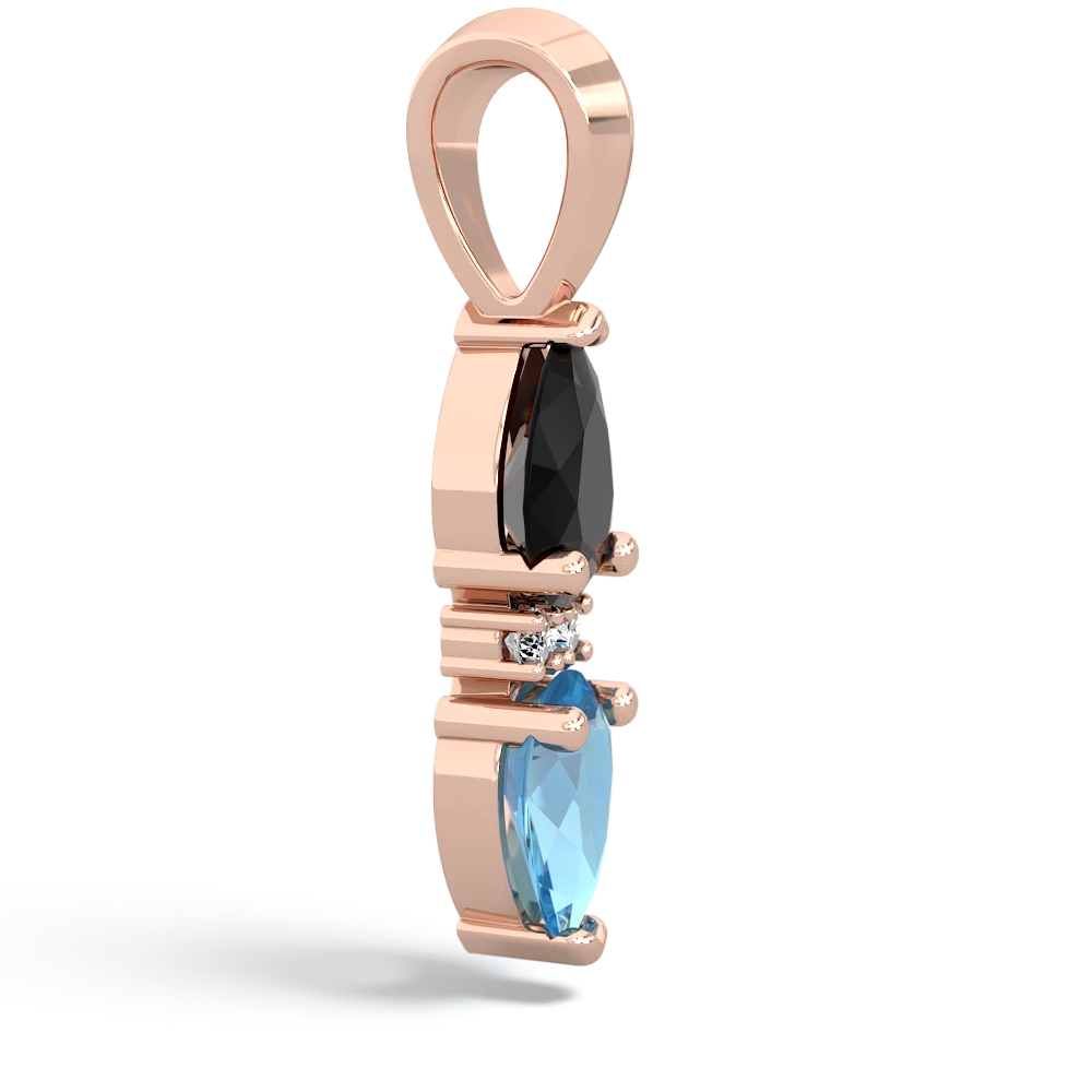 Onyx Bowtie Drop 14K Rose Gold pendant P0865