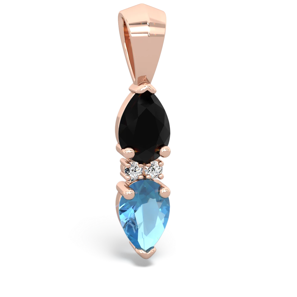 Onyx Bowtie Drop 14K Rose Gold pendant P0865