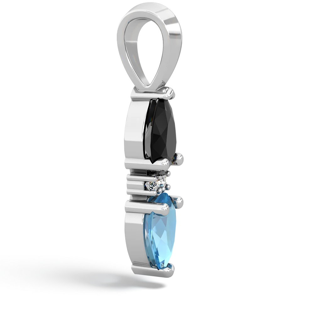 Onyx Bowtie Drop 14K White Gold pendant P0865