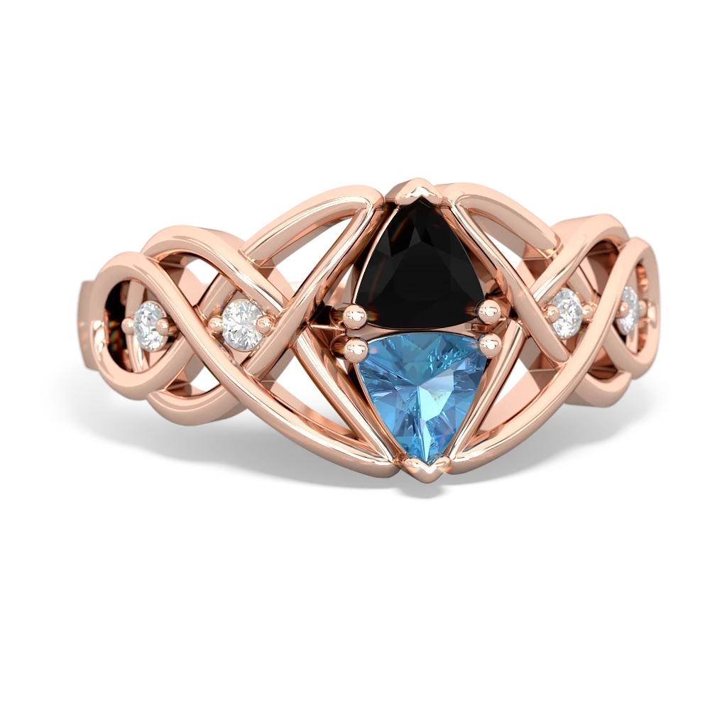 Onyx Keepsake Celtic Knot 14K Rose Gold ring R5300