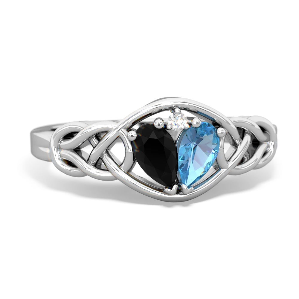 Onyx Celtic Love Knot 14K White Gold ring R5420