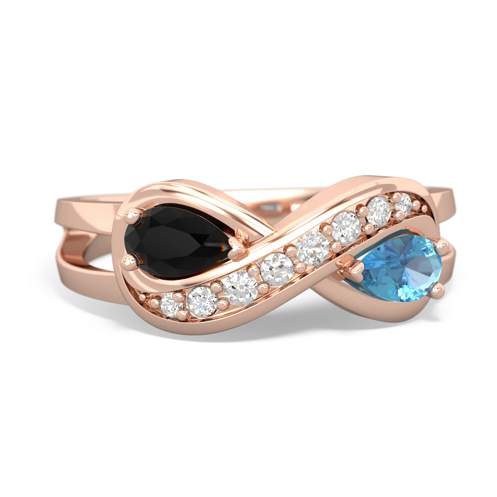 Onyx Diamond Infinity 14K Rose Gold ring R5390