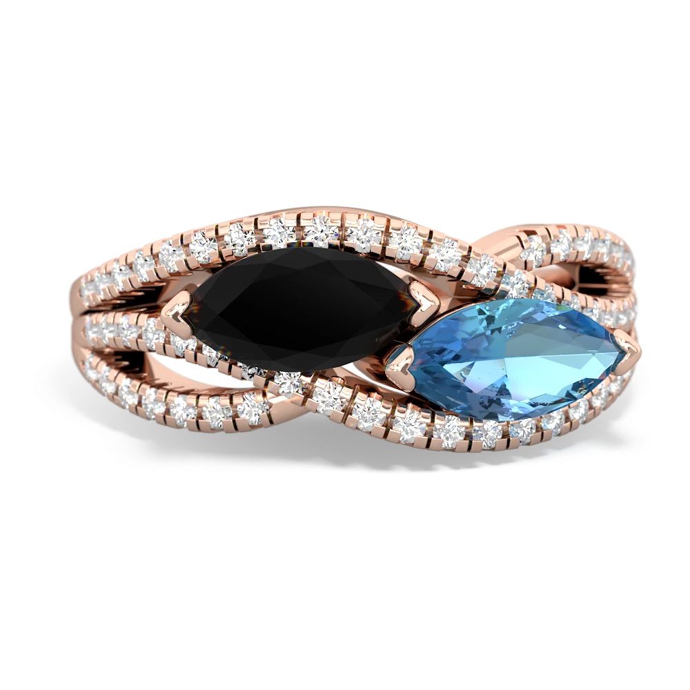 Onyx Diamond Rivers 14K Rose Gold ring R3070