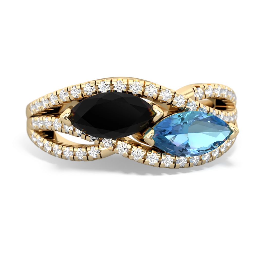 Onyx Diamond Rivers 14K Yellow Gold ring R3070