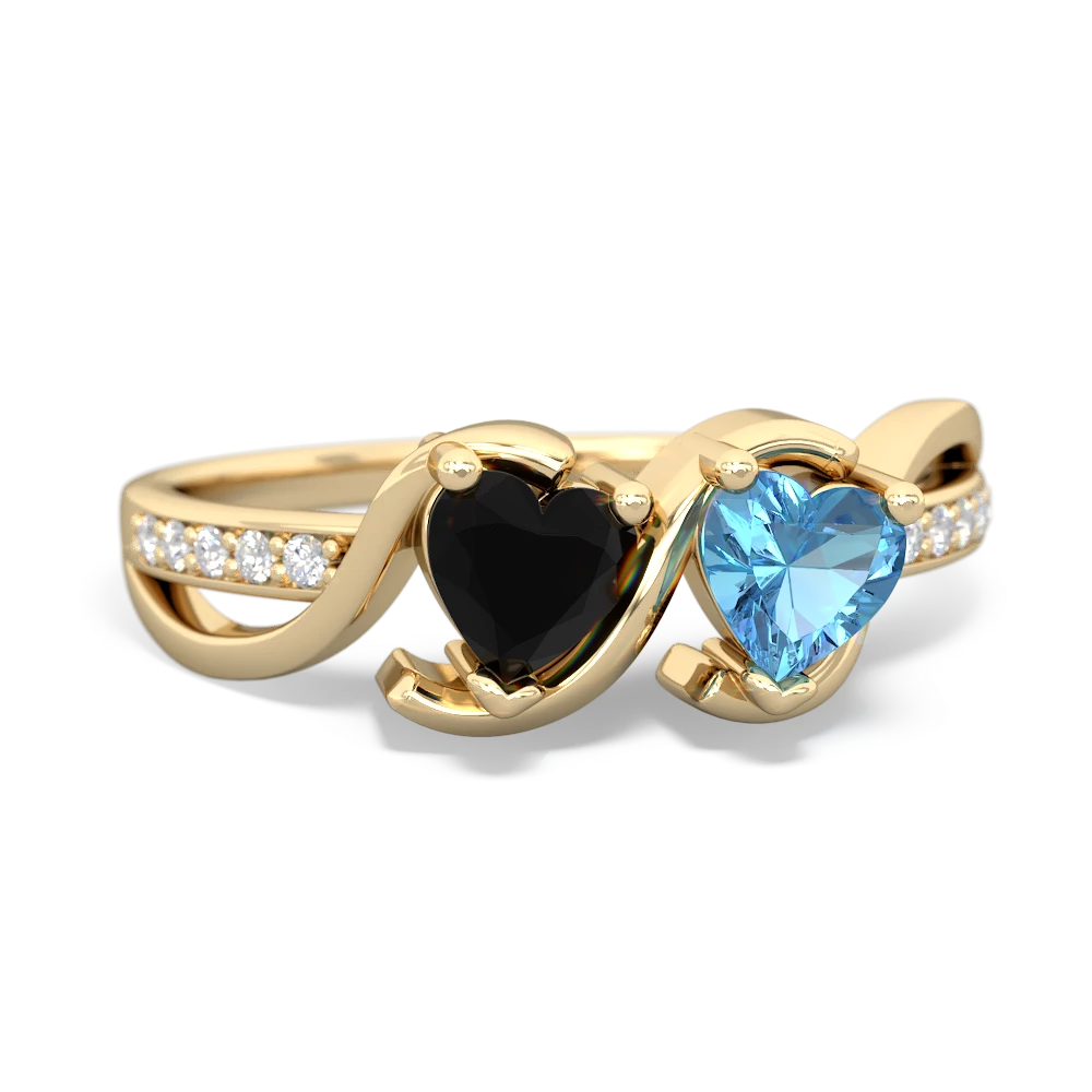 Onyx Side By Side 14K Yellow Gold ring R3090