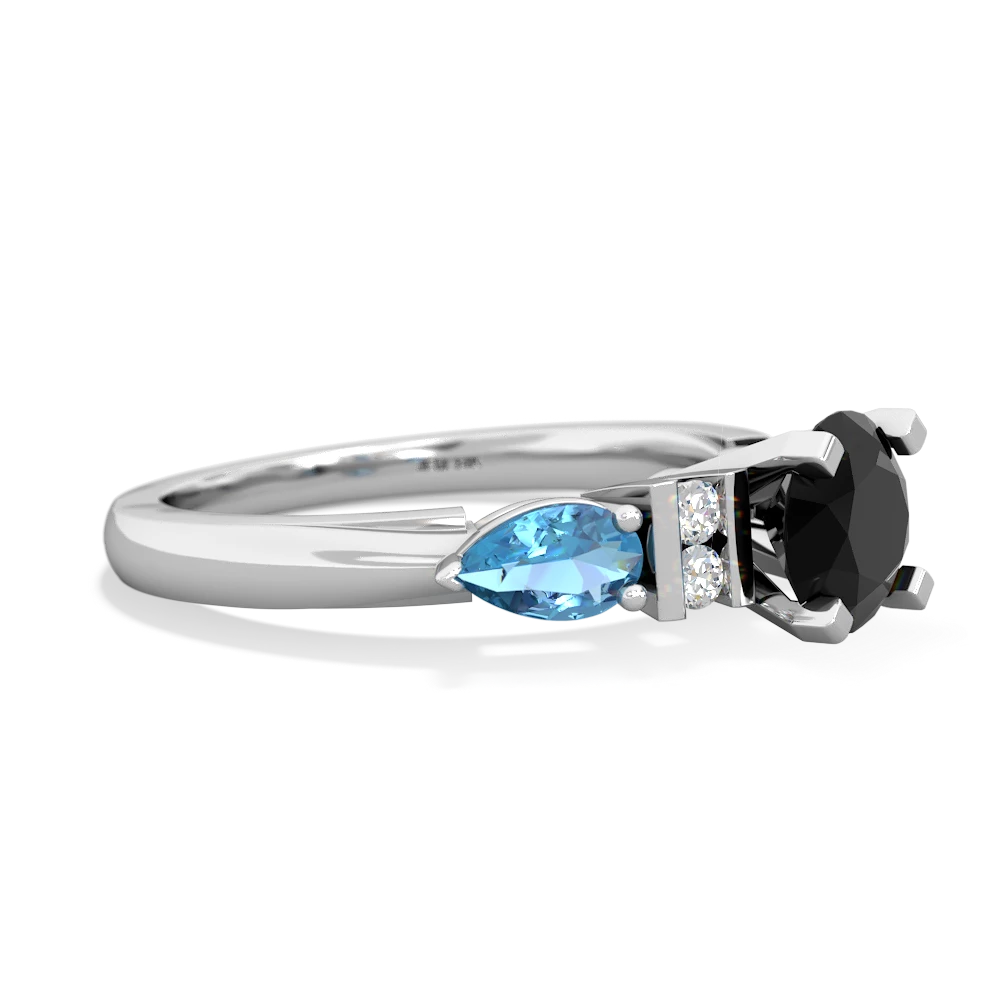 Onyx 6Mm Round Eternal Embrace Engagement 14K White Gold ring R2005