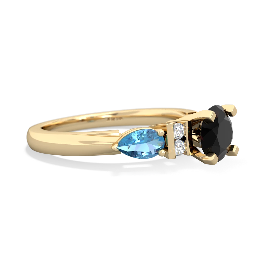 Onyx 6Mm Round Eternal Embrace Engagement 14K Yellow Gold ring R2005