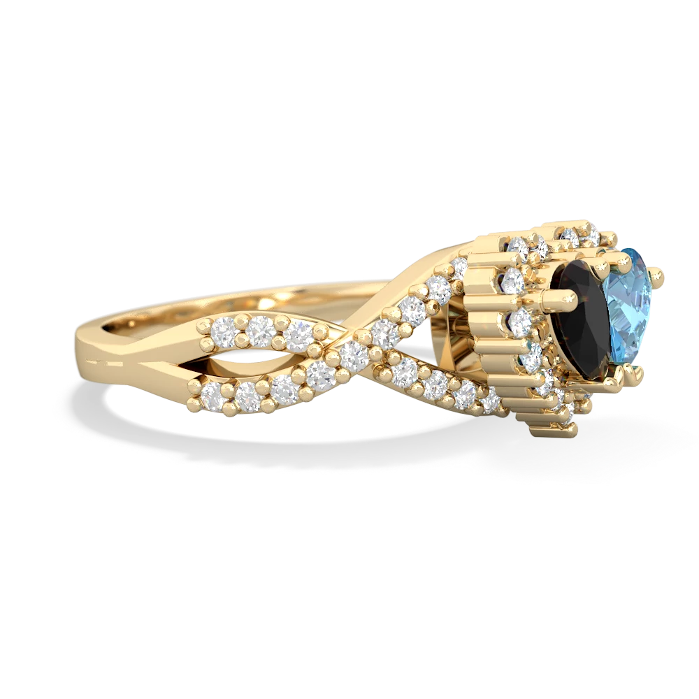 Onyx Diamond Twist 'One Heart' 14K Yellow Gold ring R2640HRT