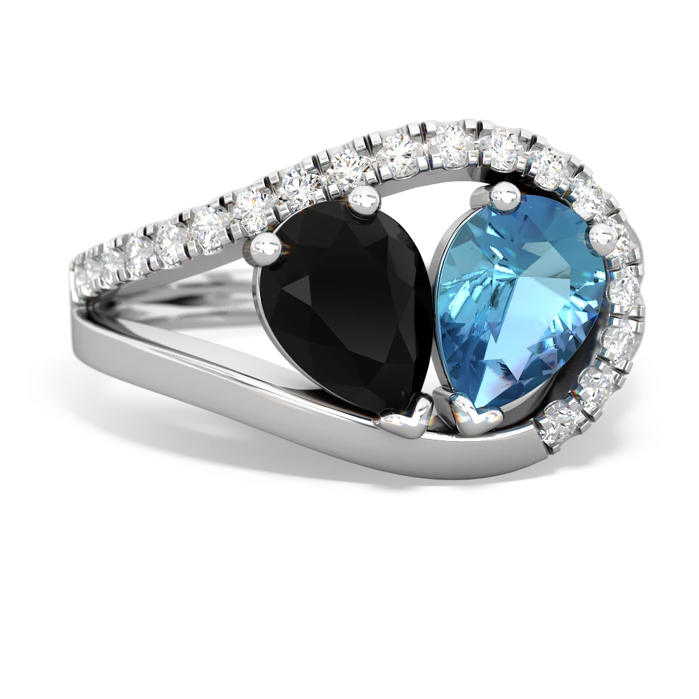 Onyx Nestled Heart Keepsake 14K White Gold ring R5650