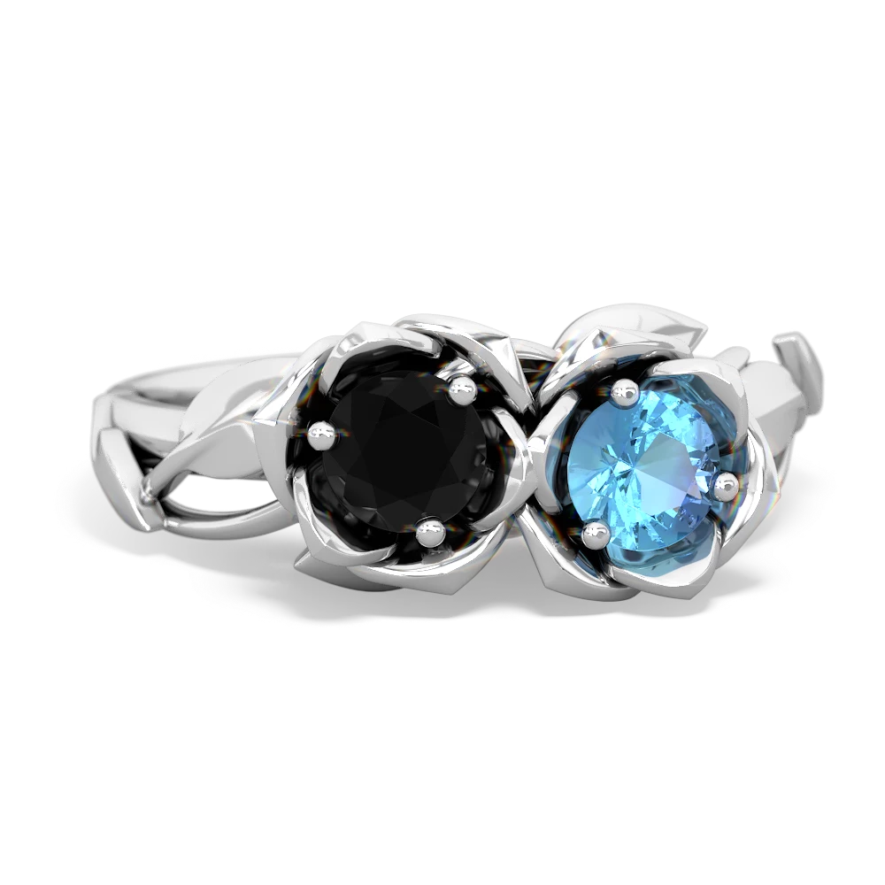 Onyx Rose Garden 14K White Gold ring R5510