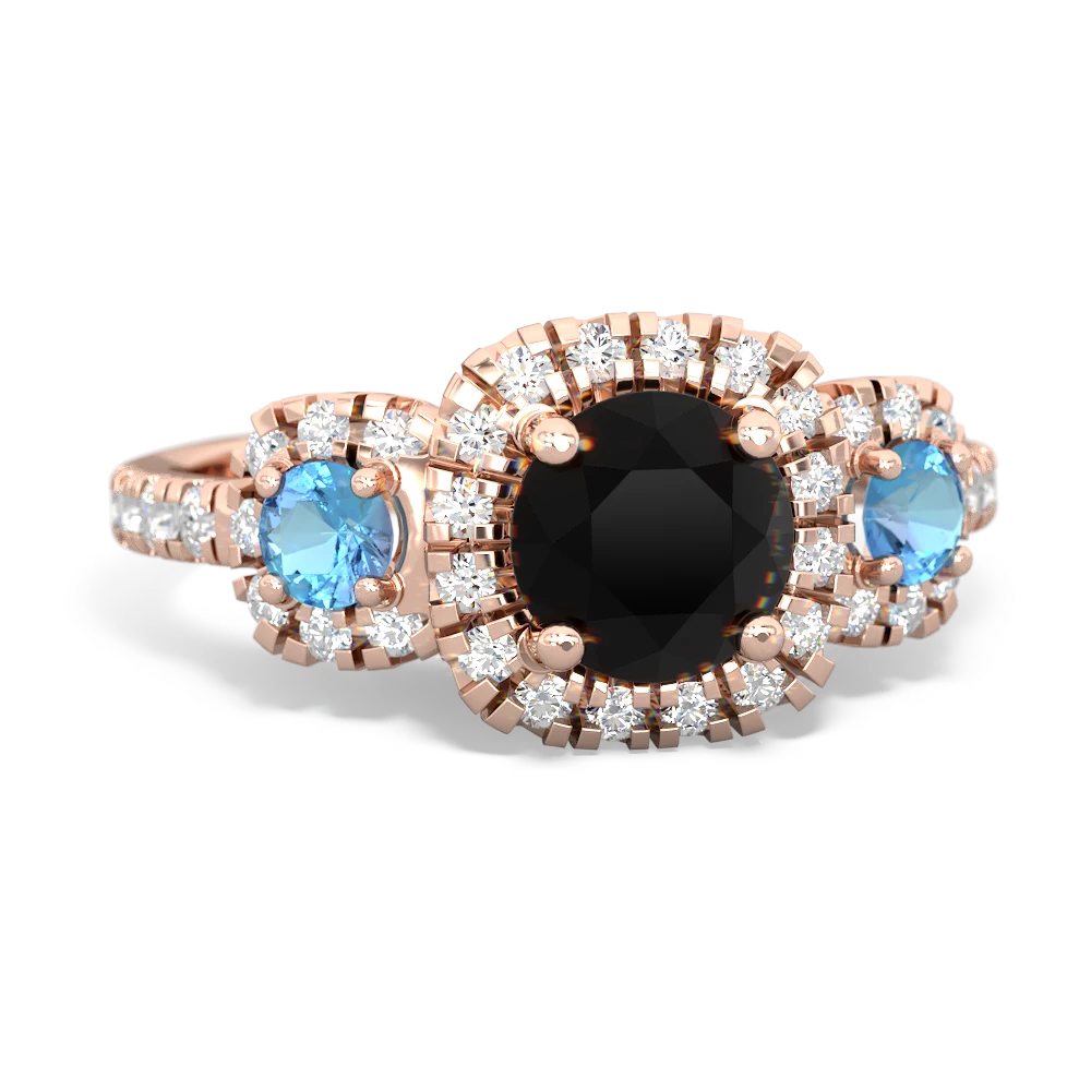 Onyx Regal Halo 14K Rose Gold ring R5350