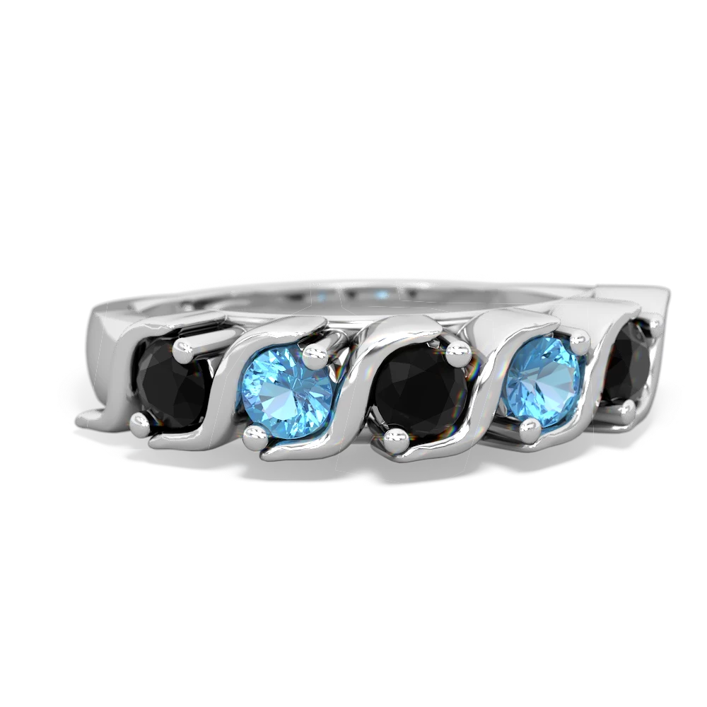 Onyx Anniversary Band 14K White Gold ring R2089