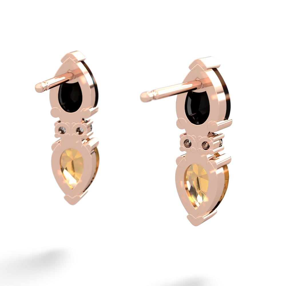 Onyx Bowtie Drop 14K Rose Gold earrings E0865