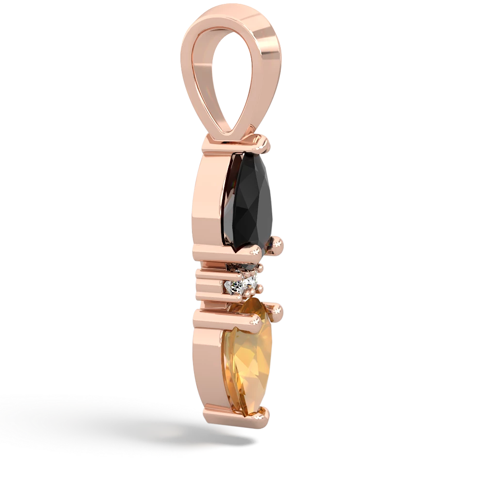 Onyx Bowtie Drop 14K Rose Gold pendant P0865