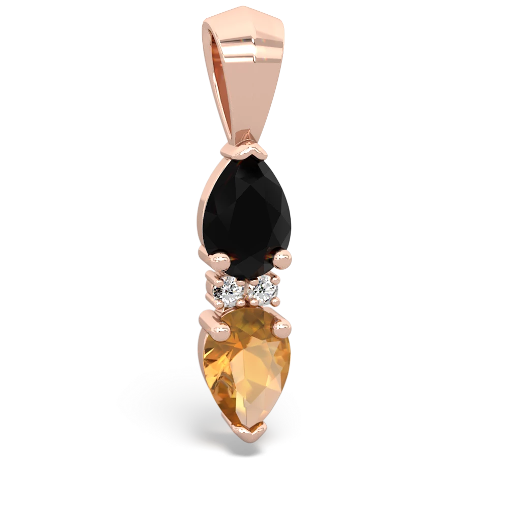 Onyx Bowtie Drop 14K Rose Gold pendant P0865