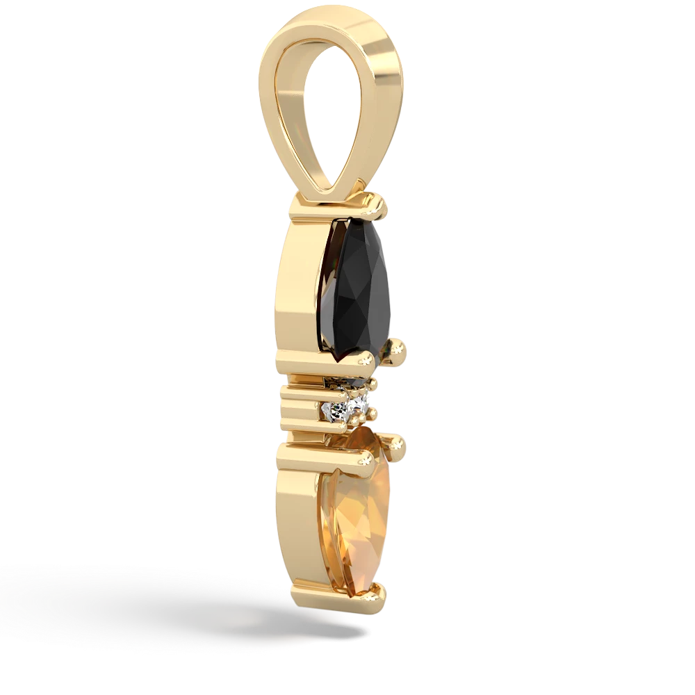 Onyx Bowtie Drop 14K Yellow Gold pendant P0865