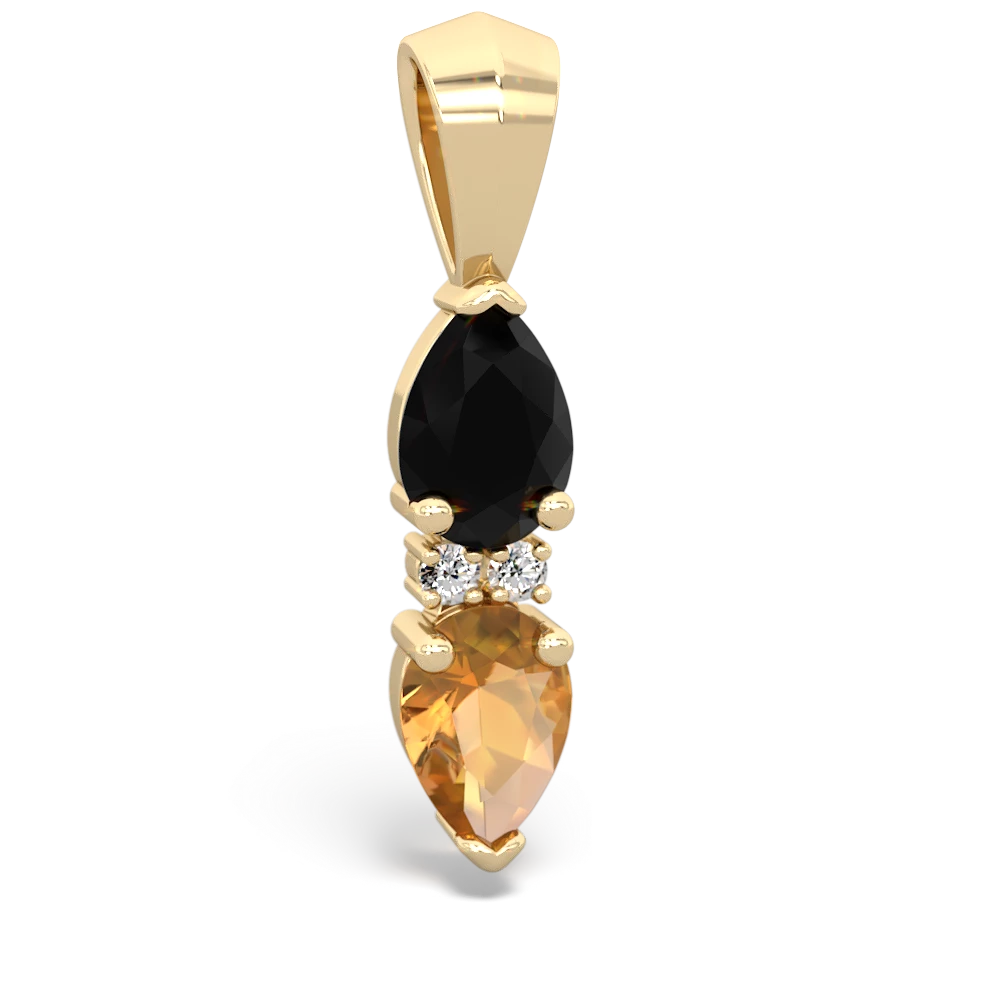 Onyx Bowtie Drop 14K Yellow Gold pendant P0865