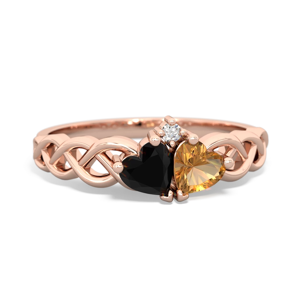 Onyx Heart To Heart Braid 14K Rose Gold ring R5870