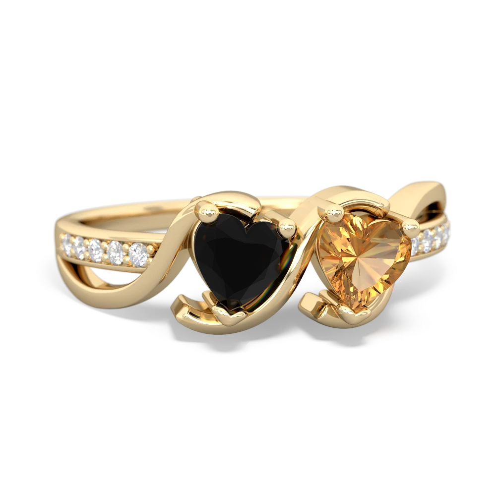 Onyx Side By Side 14K Yellow Gold ring R3090