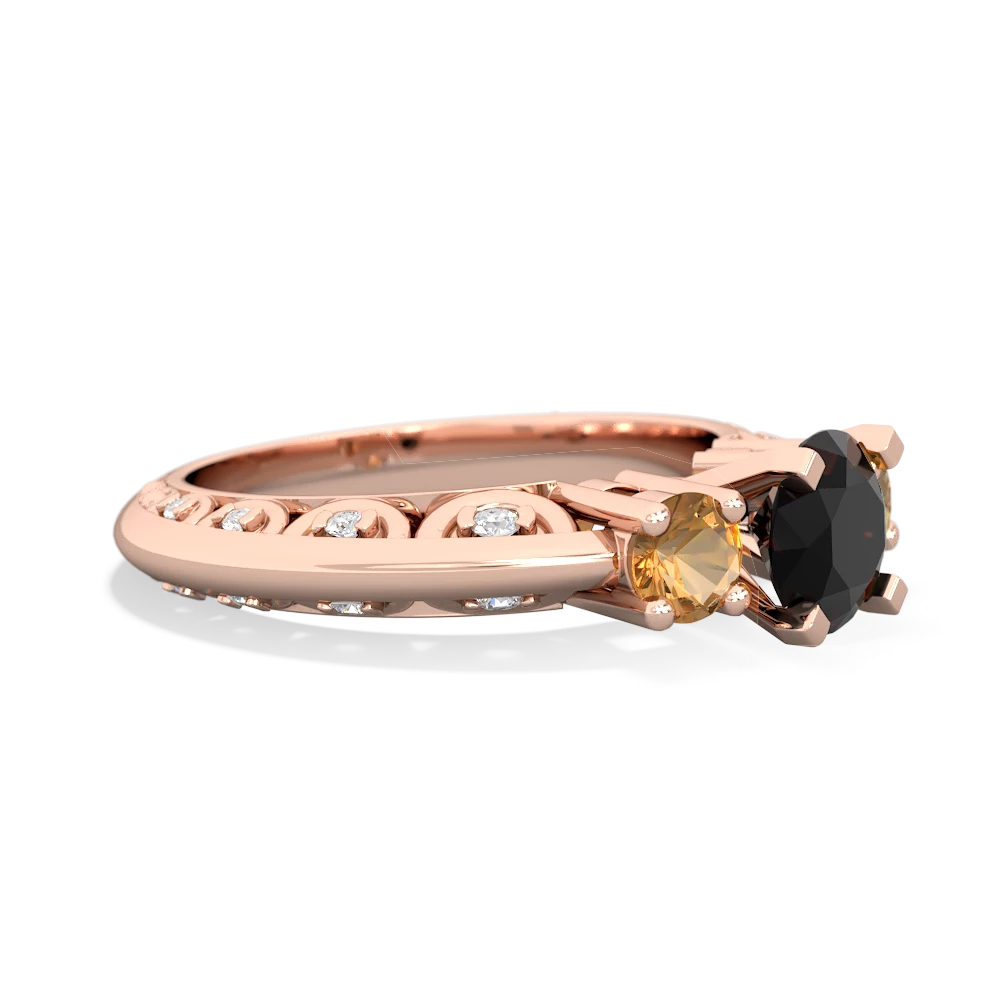 Onyx Art Deco Eternal Embrace Engagement 14K Rose Gold ring C2003