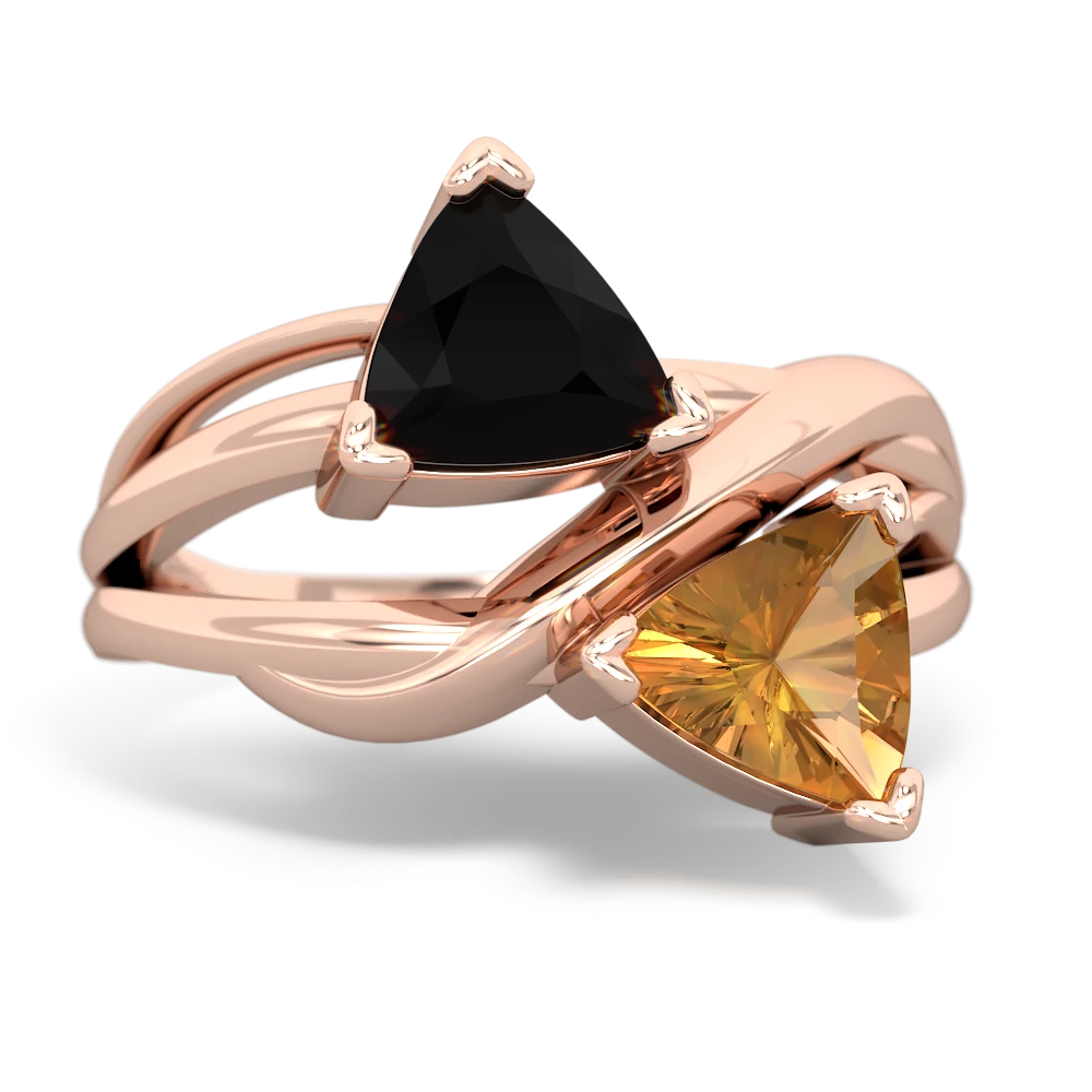 Onyx Split Band Swirl 14K Rose Gold ring R2341