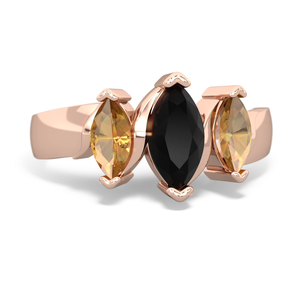 Onyx Three Peeks 14K Rose Gold ring R2433