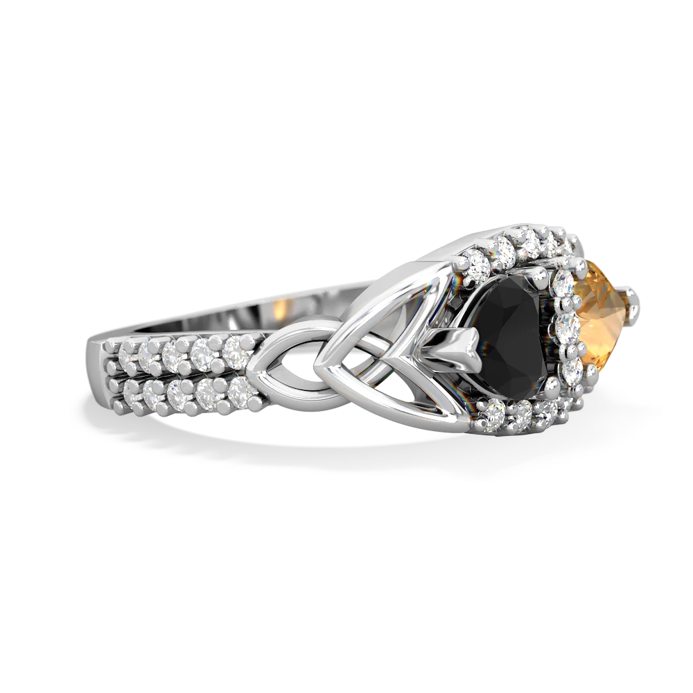 Onyx Sparkling Celtic Knot 14K White Gold ring R2645