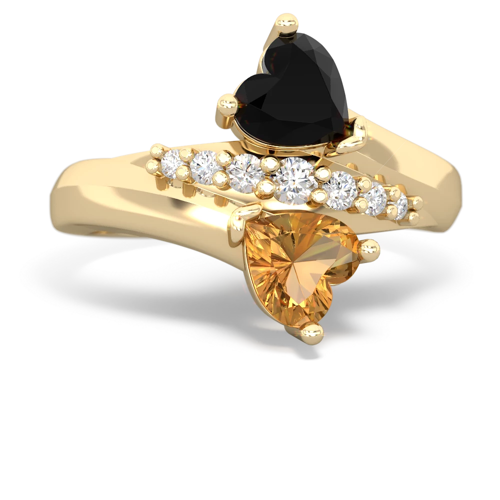 Onyx Heart To Heart 14K Yellow Gold ring R2064