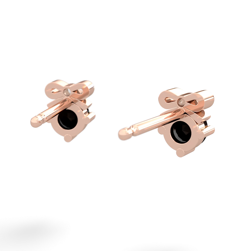 Onyx Diamond Bows 14K Rose Gold earrings E7002