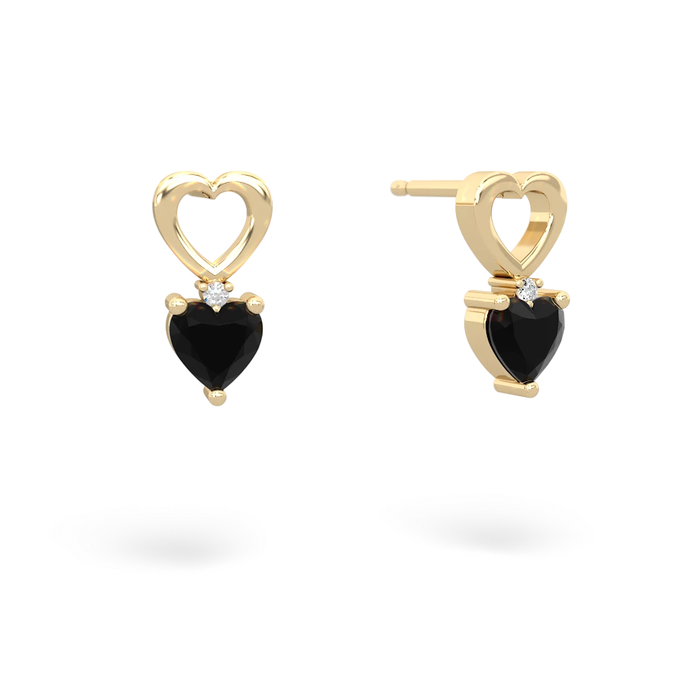 Onyx Four Hearts 14K Yellow Gold earrings E2558