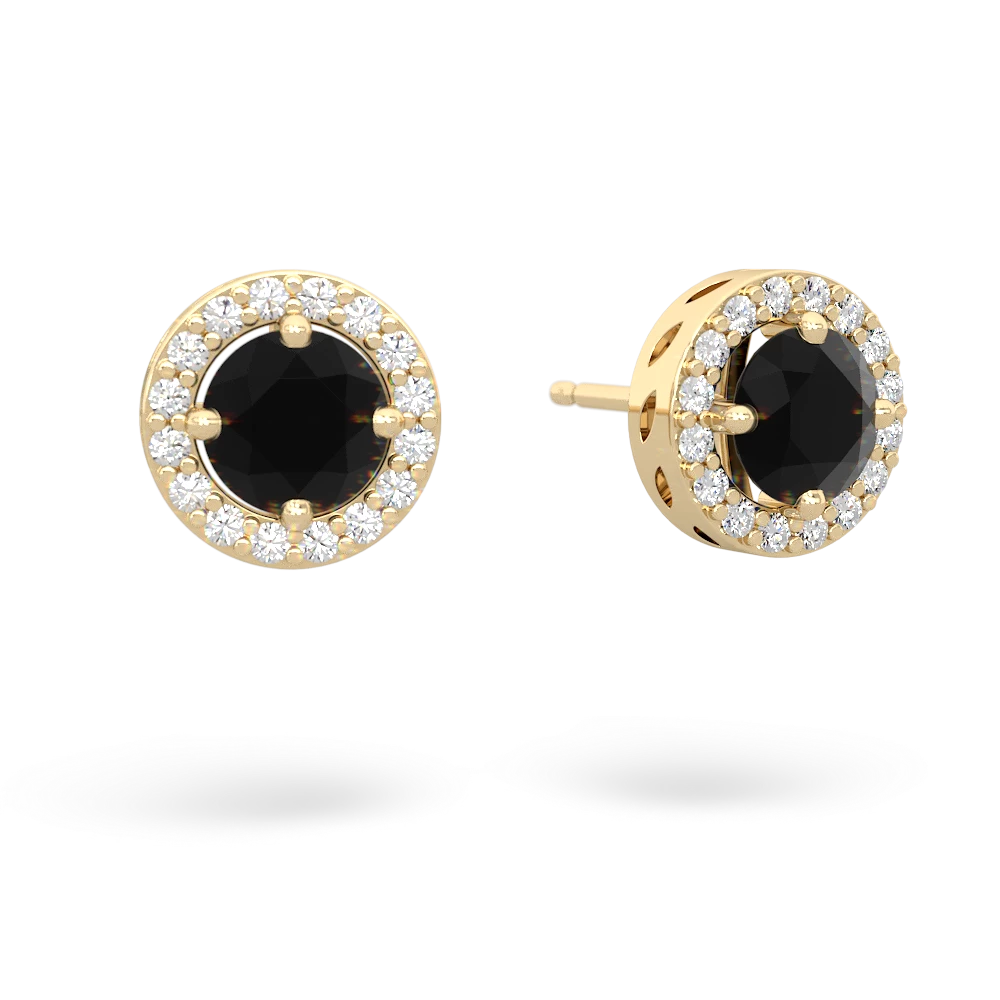 Onyx Halo 14K Yellow Gold earrings E5320