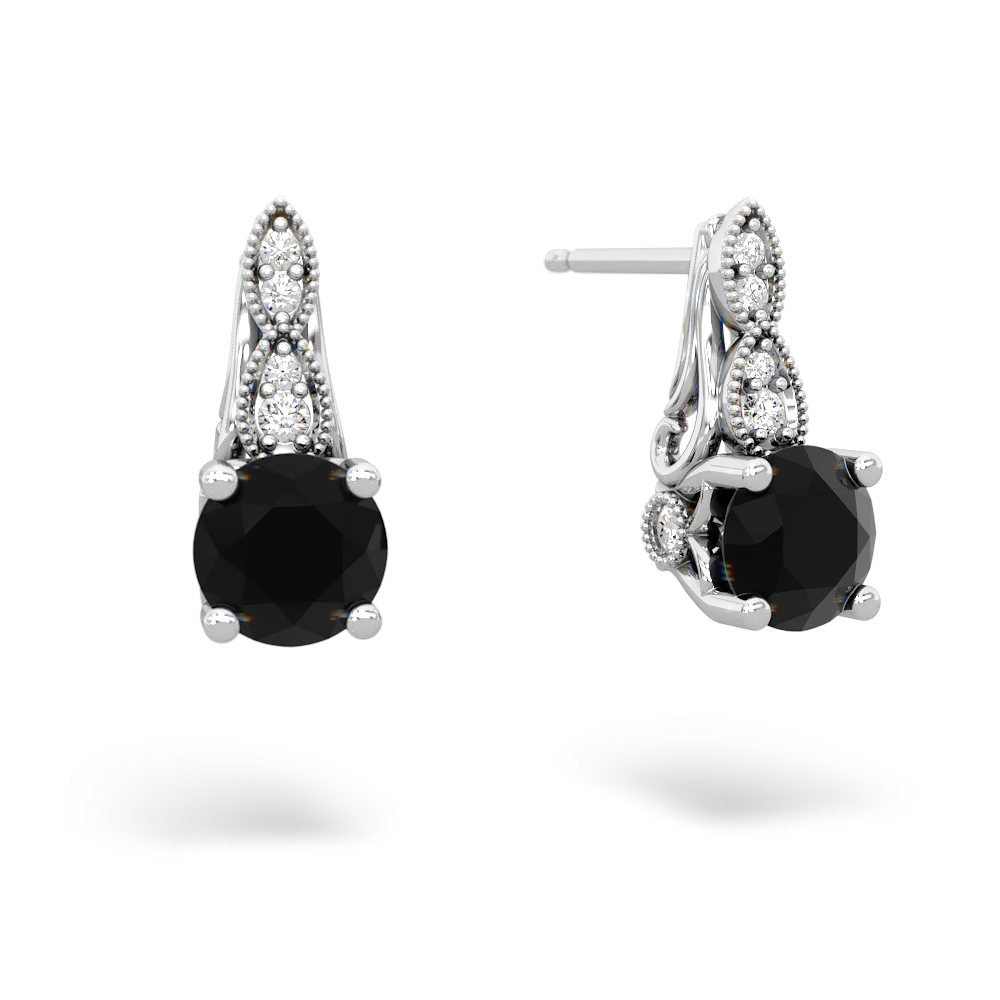 Onyx Antique Elegance 14K White Gold earrings E3100